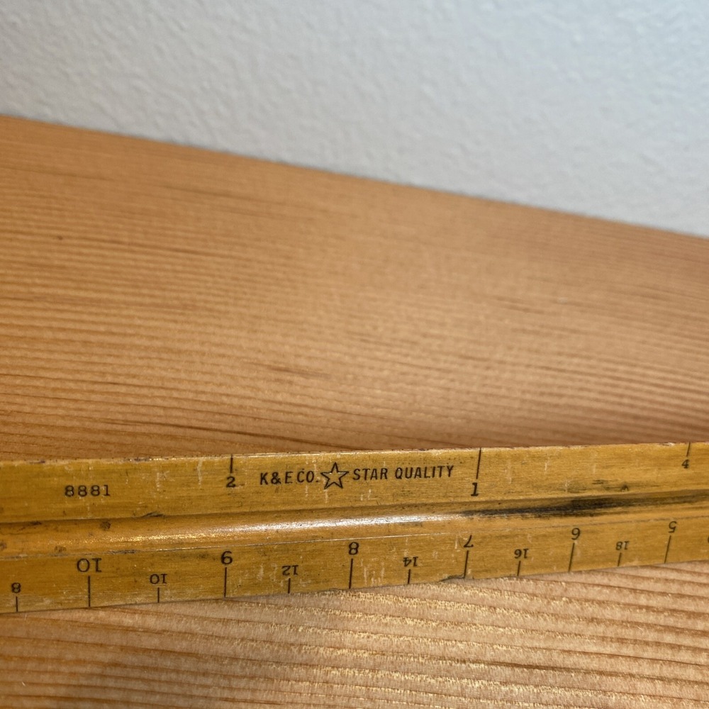 Keuffel Esser KE K&E Star 8881 Wooden Drafting Engineer Triangular Scale